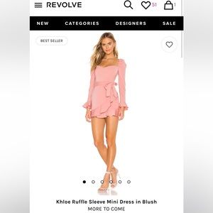 REVOLVE. MORE TO COME Khloe Ruffle Sleeve Mini Dress in Blush